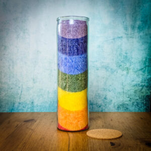 Świeca tęczowa bezzapachowa w szkle Fair Trade