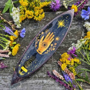 Drewniana emaliowana podstawka pod kadzidełka