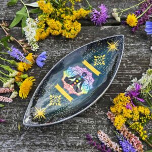 Emaliowana podstawka pod kadzidełka z aluminium