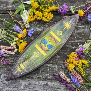 Drewniana emaliowana podstawka pod kadzidełka