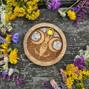 Okrągła podstawka pod kadzidła z kamieniami