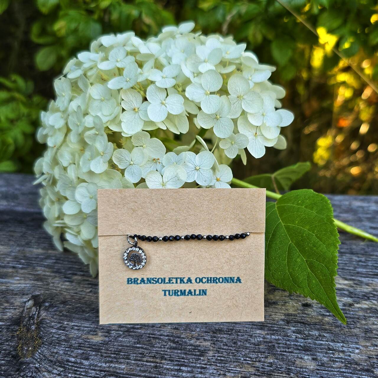 Bransoletka ochronna z turmalinem wersja diamentowe drzewko