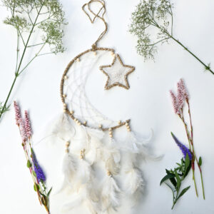 Łapacz snów z konopi gwiazdy i księżyc