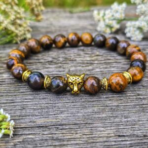 Bransoletka Złoty Tygrys i kamień tygrysie oko unisex