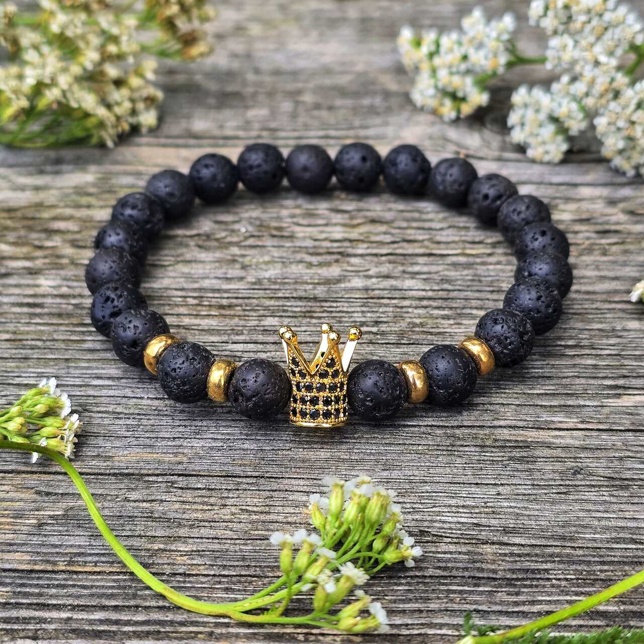 Bransoletka Złota Korona i lawa unisex