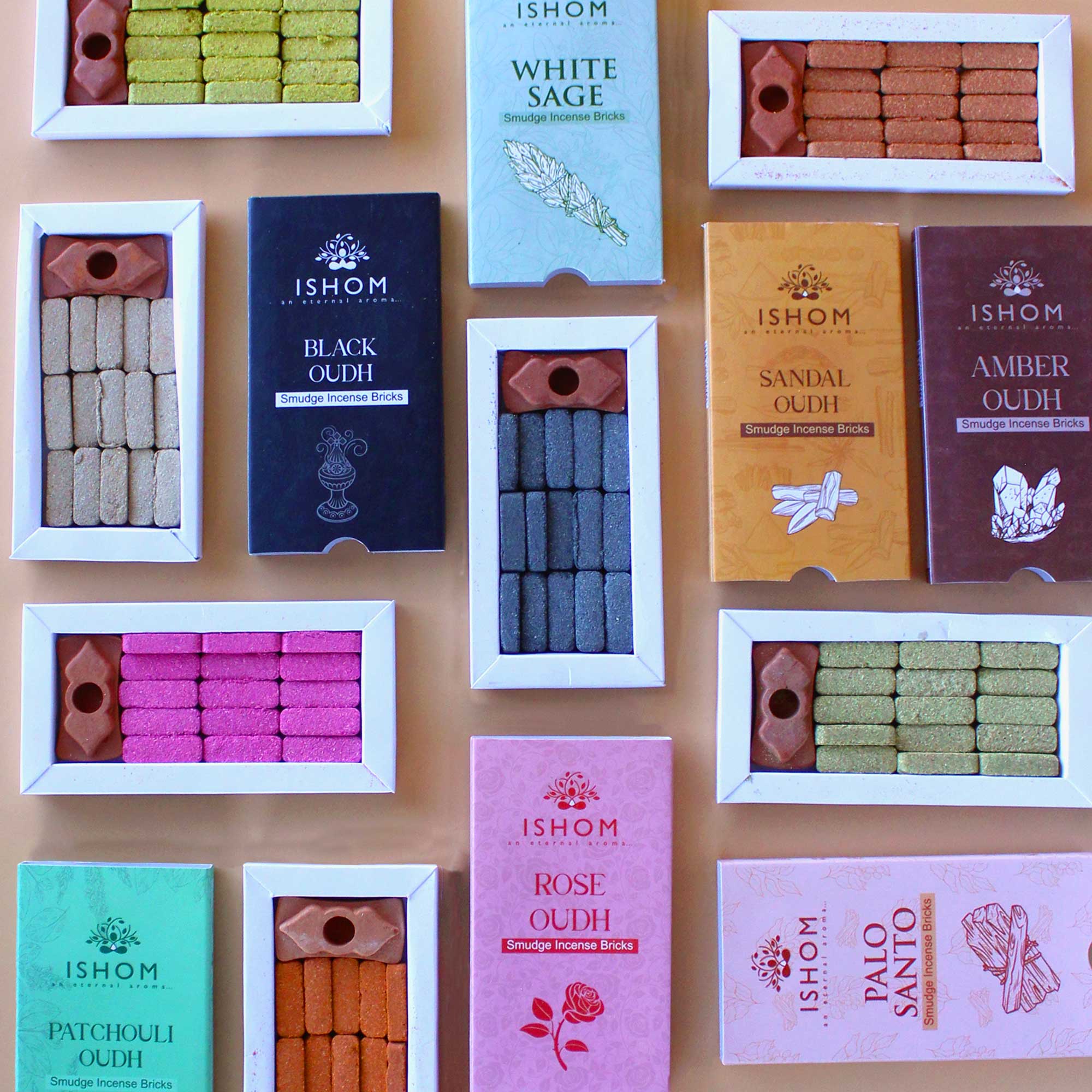 Zestaw 15 Kadzidełek-Cegiełek z Podstawką - różany oud - obrazek 2